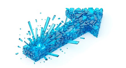 Fototapeta premium Blue Crystal Arrow Upward Direction Growth Concept Abstract 3D Rendering Graphic Design Visual Data Analytics Business Success