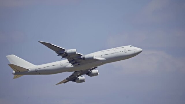 Military Boeing 747 Aircraft Tracking Shot.