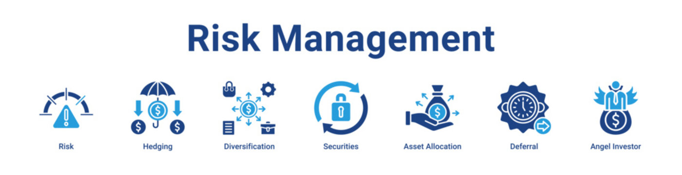Risk Management Icon Banner and Collection