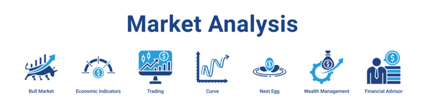 Market Analysis Icon Banner and Collection