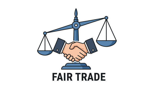 Fair Trade Illustration Handshake and Scales Symbol Business Ethics Commerce Agreement Partnership Justice Equality Concept Graphic Design