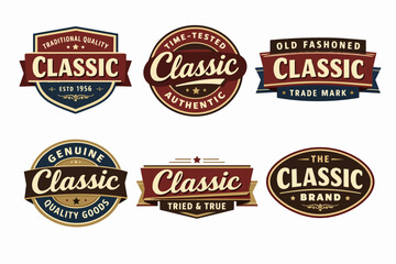 Obraz premium Set of retro style labels and emblems with text classic, ideal for product packaging, branding, and marketing materials
