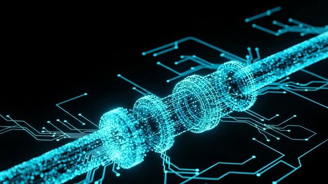 Glowing Digital Data Cable In Dark Background Showing Complex Connection Network Communications Technology Concept For Presentations Illustrations