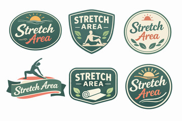 Obraz premium Collection of stretch area logos and emblems for health, fitness, yoga, and wellness branding