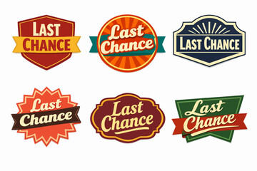 Obraz premium Retro badges collection showing last chance text, offering limited availability, special price, and retail promotion