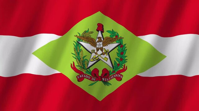Santa Catarina State Flag Brazil 4K Realistic Waving Bandeira de Santa Catarina
