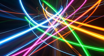Obraz premium vibrant colorful light trails abstract motion background with neon glow