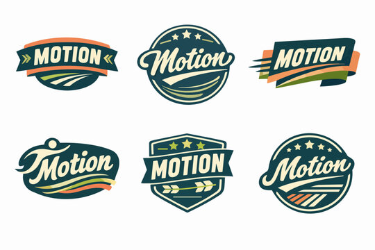 Motion typography logos collection demonstrating speed, action, and energy for sports and fitness branding
