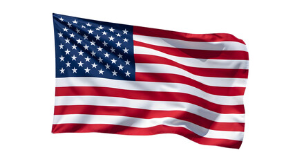 Fototapeta premium United States flag waving with realistic fabric texture, dynamic folds and shadows, vibrant red white and blue colors, ultra detailed, isolated, high resolution, patriotic concept