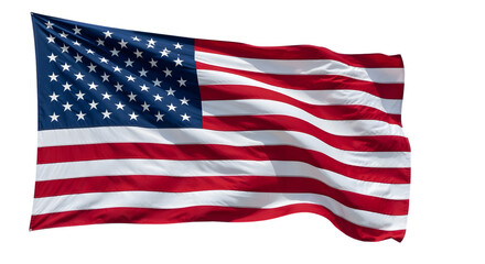 Fototapeta premium United States flag waving with realistic fabric texture, dynamic folds and shadows, vibrant red white and blue colors, ultra detailed, isolated, high resolution, patriotic concept