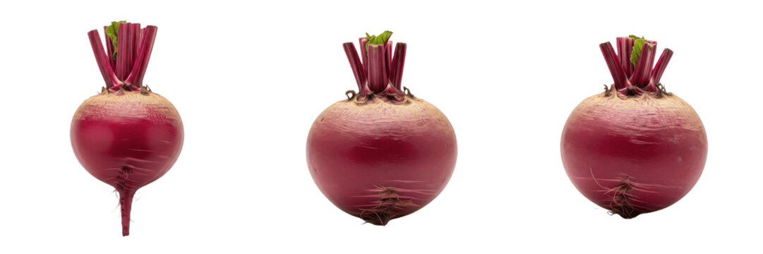 Beetroot (Beta vulgaris) whole deep red root vegetable isolated on white background, fresh beet, edible taproot produce