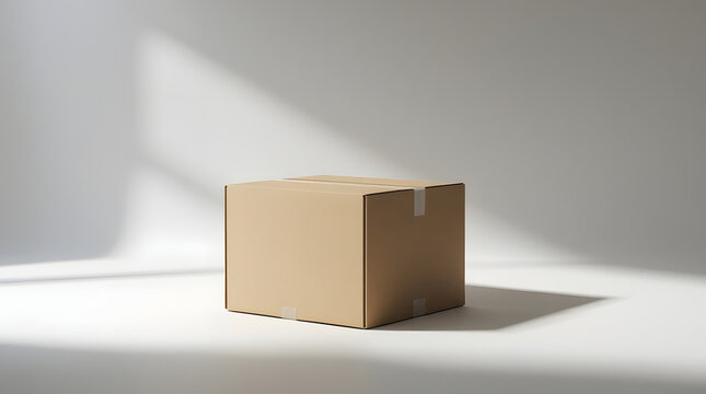 Cardboard Box White Background 01