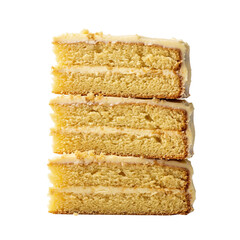 Fototapeta premium Slices of vanilla cake (isolated on a transparent background).