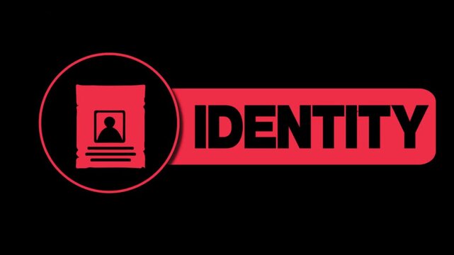 Identity Verification Animated Button, Red 3D Profile ID Icon on Green Screen Chroma Key Background