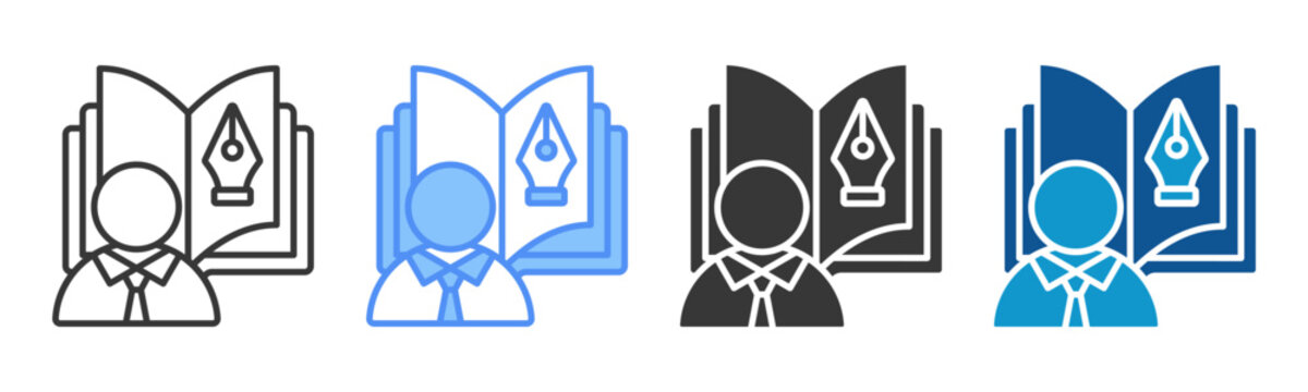 Author Icon Set Multiple Style Collection