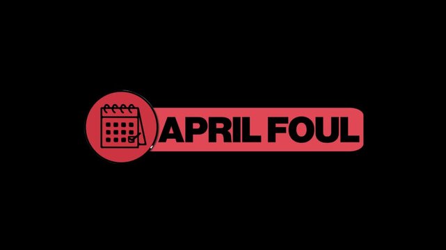 April Fool Animated Button with Calendar Icon, Pink 3D Joke Element on Green Screen Chroma Key Background