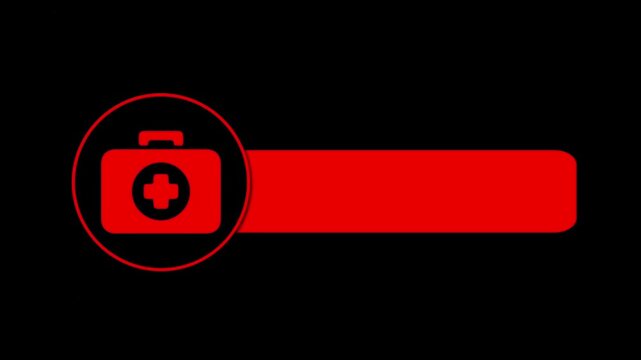 Blank Emergency Medical Button with First Aid Kit Icon, Red 3D Template on Green Screen Chroma Key Background