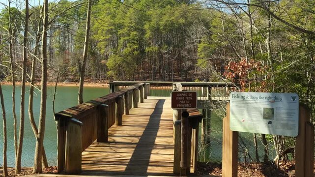 fishing pier on Lake Norman among the woods, North Carolina