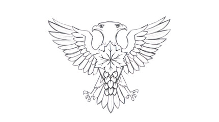 Obraz premium Eagle Double Headed Heraldic Symbol with Wings Spread and Intricate Metallic Outline on No Background