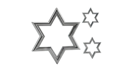 Obraz premium Three Silver Star of David Emblems on White Background