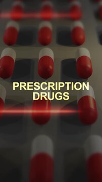 Prescription Drugs Text over Drug Typography - Vertical