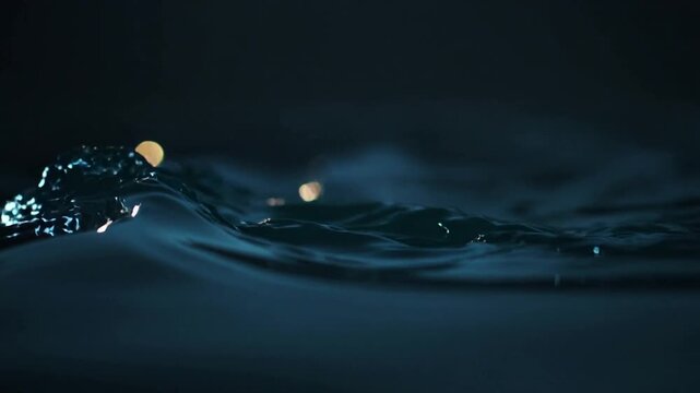 Evolving local ripple forming cresting wave on shallow water, then collapsing into ripples, bokeh