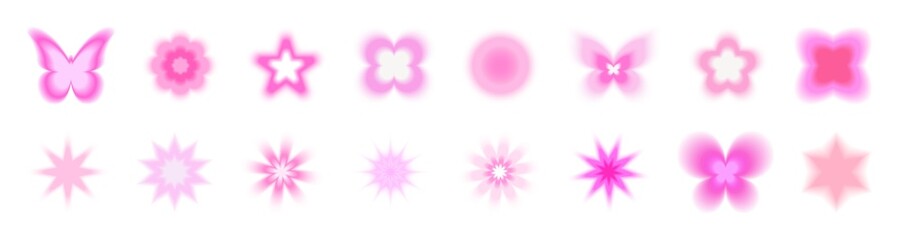 Naklejka premium Pink floral abstract shapes collection