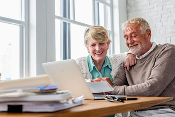 Fototapeta premium Senior couple using laptop together
