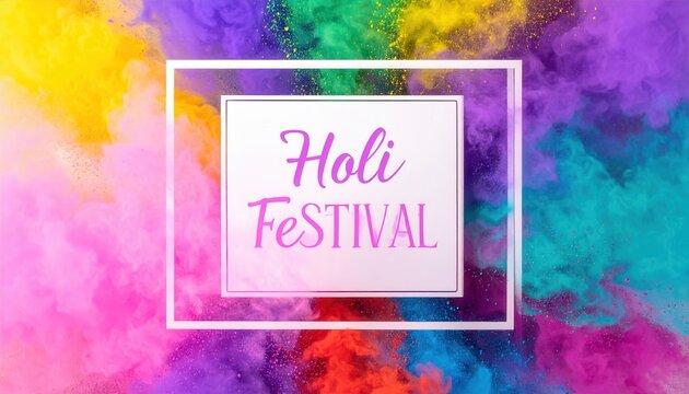 Kolorowy proszek Holi Festival w tle, radosne święto wiosny i radości z żywymi barwami.