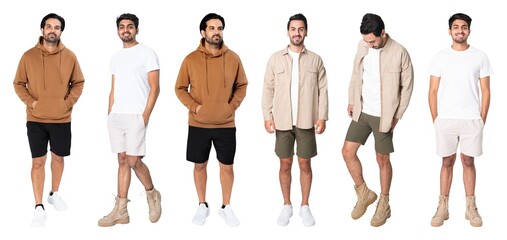 Fototapeta premium Casual men's fashion showcase isolated element set