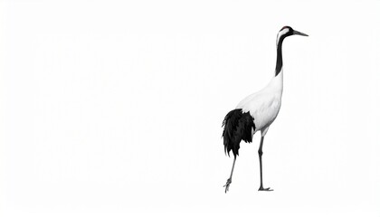 Fototapeta premium Elegant crane standing against white background