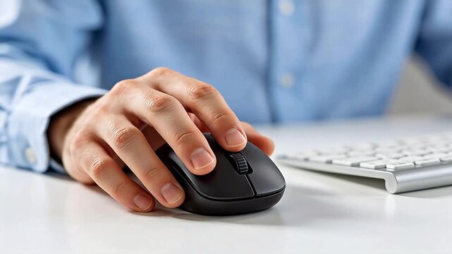 Hand using computer mouse on desk