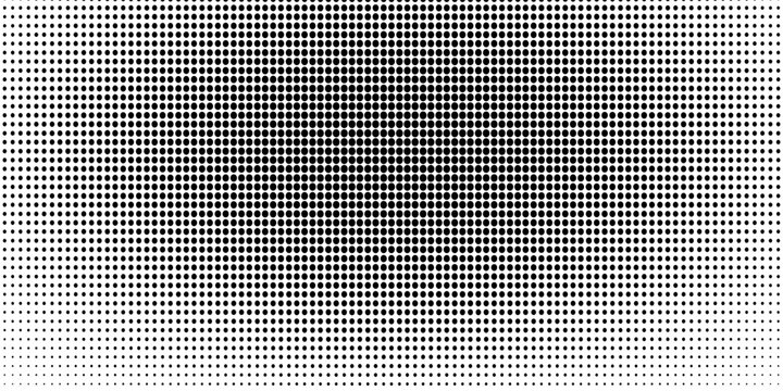 Dotted halftone gradient texture. Vanishing polka dot background. Repeating dots gradation pattern background. Black fading comic pop art overlay backdrop. Raster effect wallpaper. Vector halftone