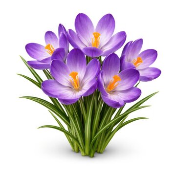 Vibrant purple crocus flowers bloom.