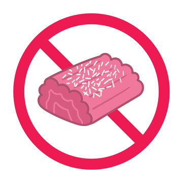 Forbidden sign with gethuk lindri icon, forbidden cassava snack sign, cassava food prohibited symbol