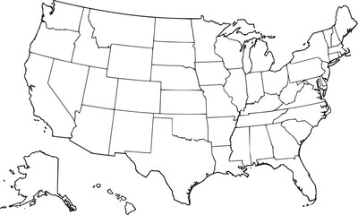 Fototapeta premium Blank United States Map Outline for Education and Design