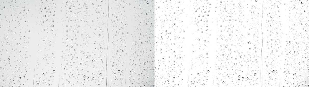 Water drops rainy window overlay on transparent background