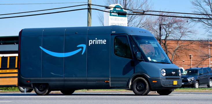 Amazon Prime electric delivery van, Virginia, USA