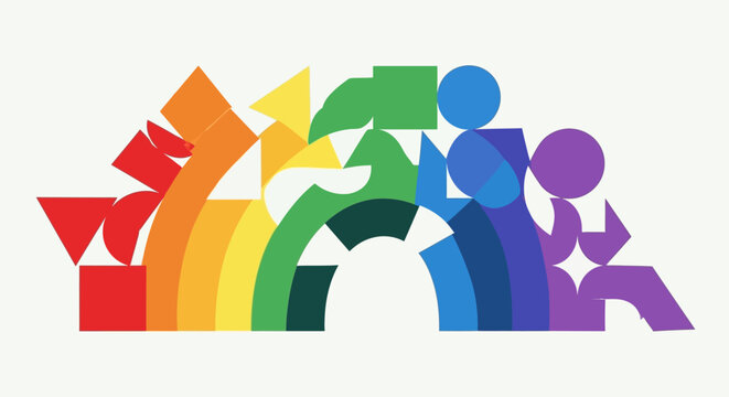 Diverse people holding colorful arrows.