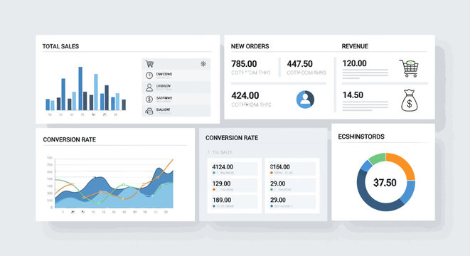 Business infographic elements, data visualization, charts and graphs, vector statistics, financial analysis, dashboard UI