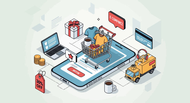 E-commerce, delivery, logistics icons. Online shopping, transportation, workflow management vector set. Business, technology, commerce graphics