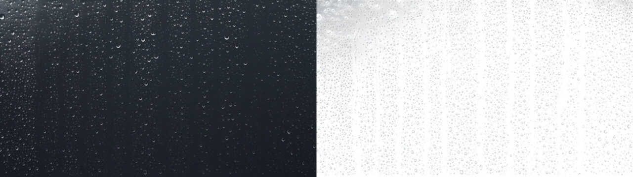 Condensation water drops on window glass overlay background