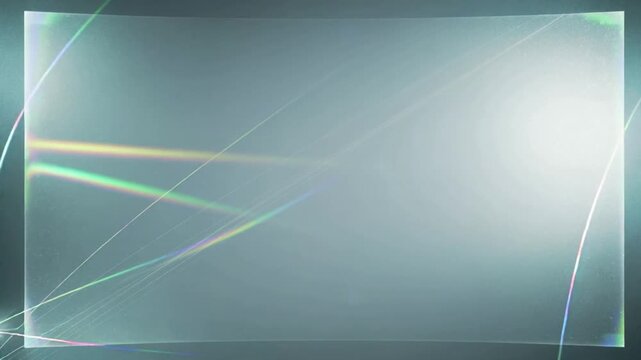 Frosted pane receiving left light beam and animating prism streaks, starbursts, arcs for design