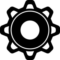 Fototapeta premium Bold black gear icon symbolizing industry, mechanics, and progress in a clean, modern design