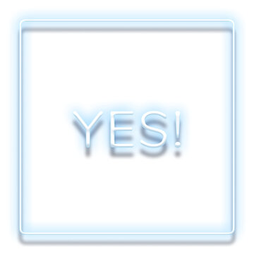 Blue neon word YES typography design element