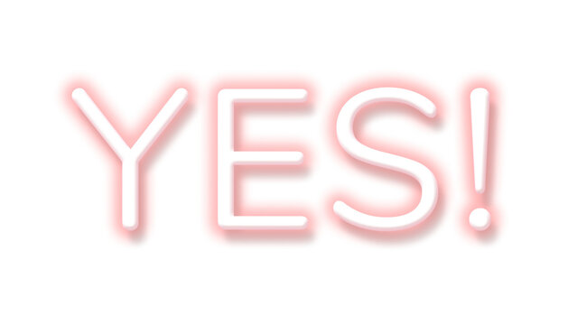 Pink neon word YES typography design element