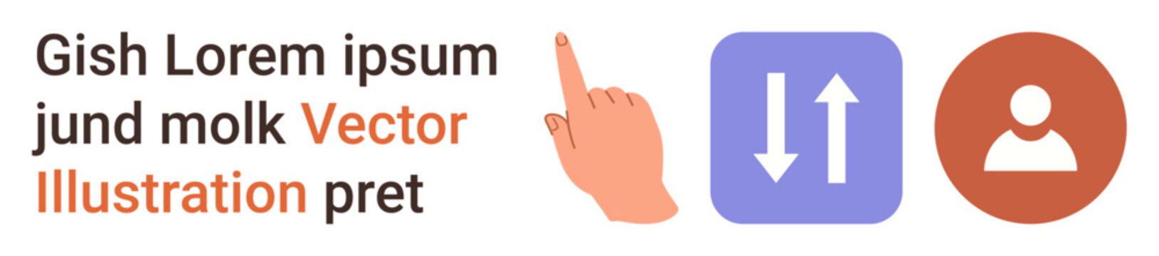User interface, navigation, profile selection, online tools, data access, digital features. Hand pointing, up-down arrows user icon. User interface and navigation concept