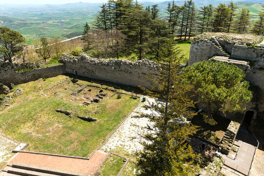 Architectural Sights of The Lombardy Castle (Castello di Lombardia) in Enna, Sicily, Italy. (III).
