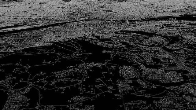 3D looped animation of city - Portland Oregon USA