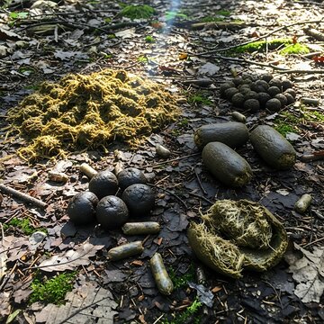 Animal scat identification in the forest - A guide to wildlife droppings.